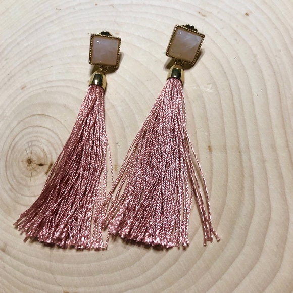 NEW Anthropologie Rhosyn Tassel Fringe Earrings NAVY & PINK [2 PAIR] - Picture 6 of 7